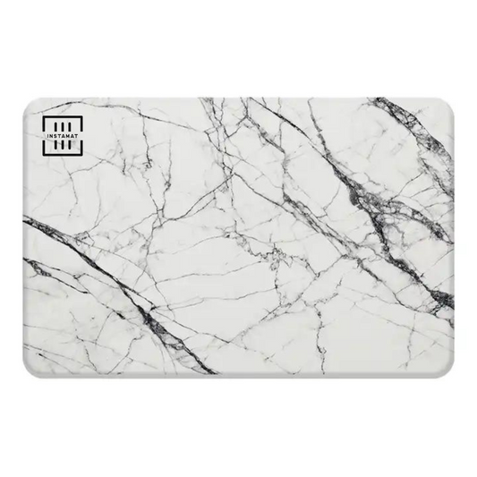 INSTAMAT - Stone Bath Mat (White Marble)  - Diatomaceous Earth Shower Mat