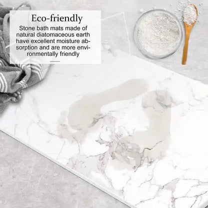 INSTAMAT - Stone Bath Mat (White Marble)  - Diatomaceous Earth Shower Mat